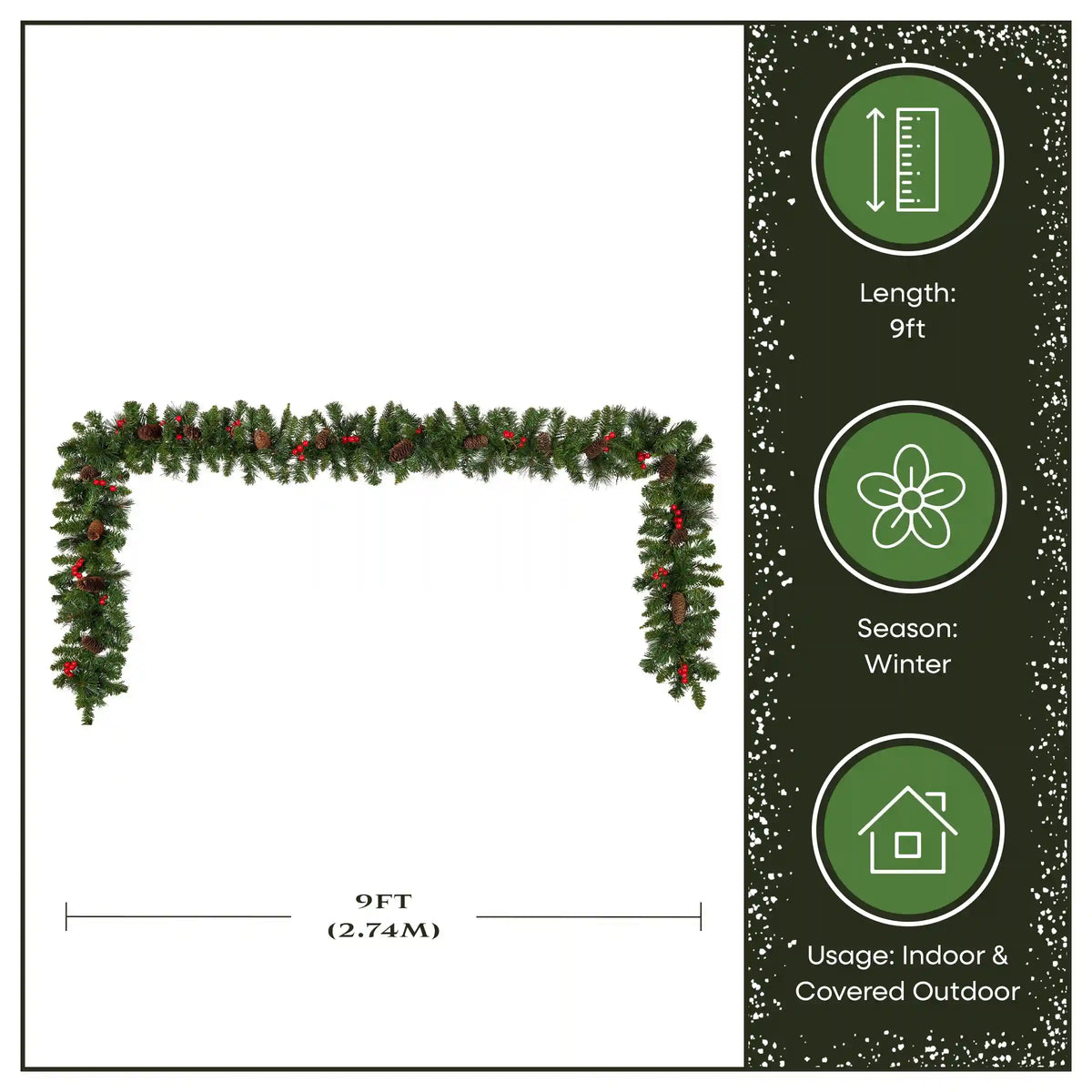 9 ft. Pre-Lit Crestwood Spruce Garland with Clear Lights, Plug-In
