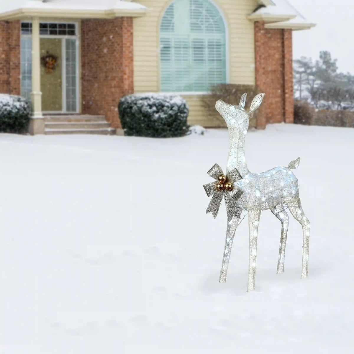 36 in. Pre-Lit Glittered Fawn, Plug-In