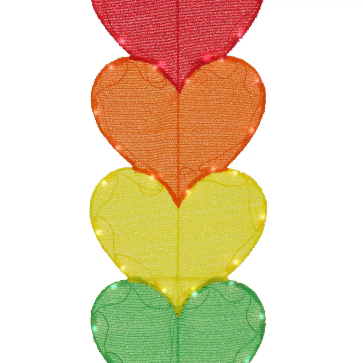 63 in. Valentine's Stacked Rainbow Hearts Decoration with LED Lights