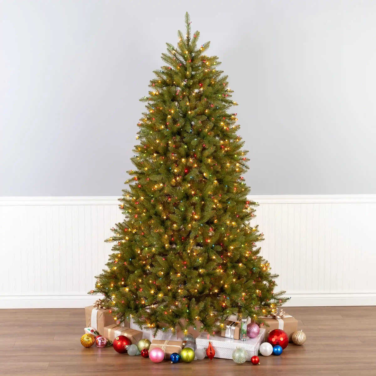 6.5 ft. Pre-Lit Dunhill Fir Tree with Multicolor, Clear Spectrum Lights, Plug-In