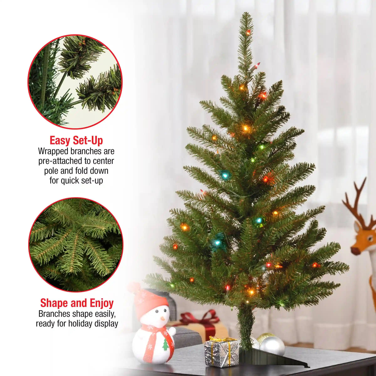 3 ft. Kingswood Fir Tree with Multicolor Lights