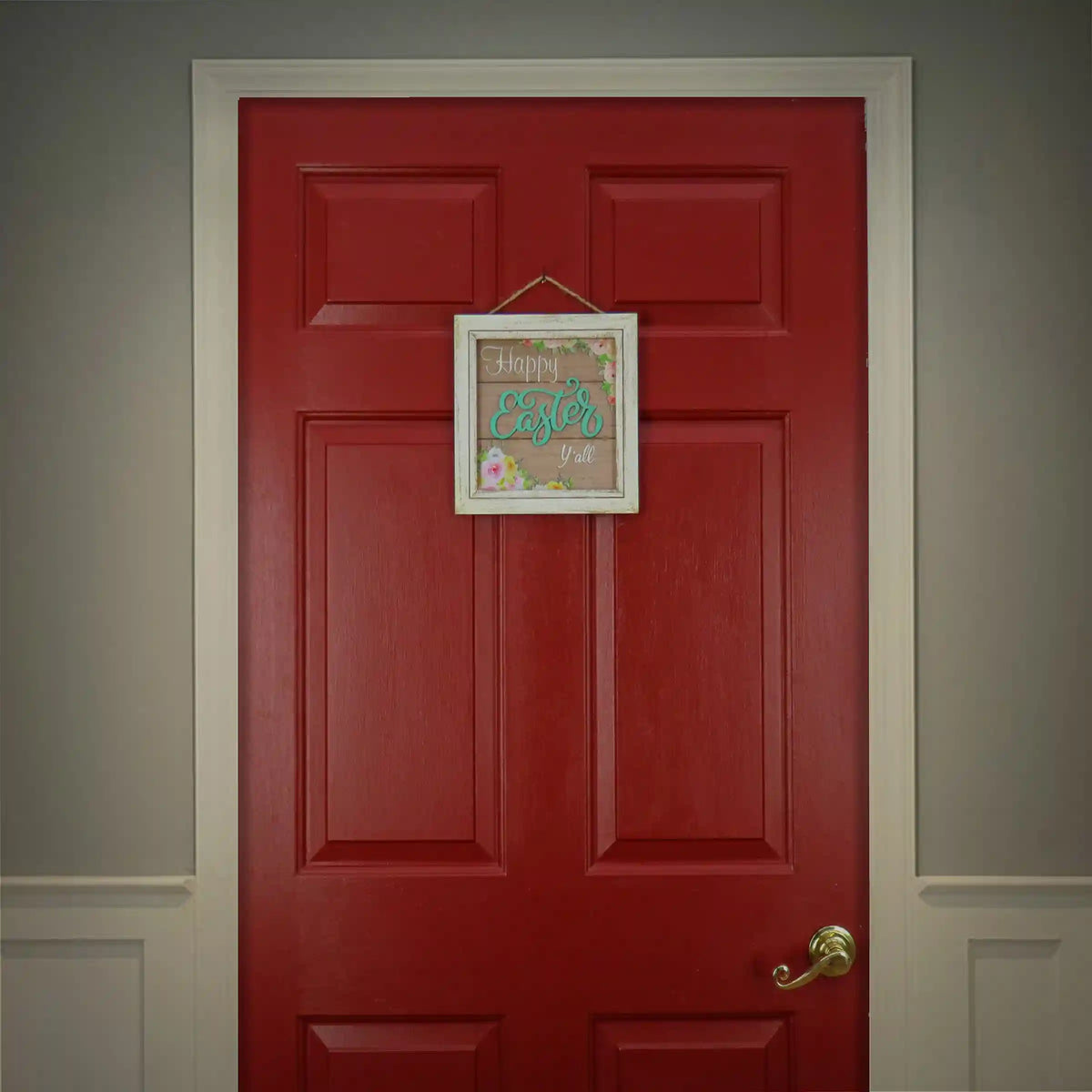 10 in. Happy Easter Y'all Hanging Wall Sign Decoration