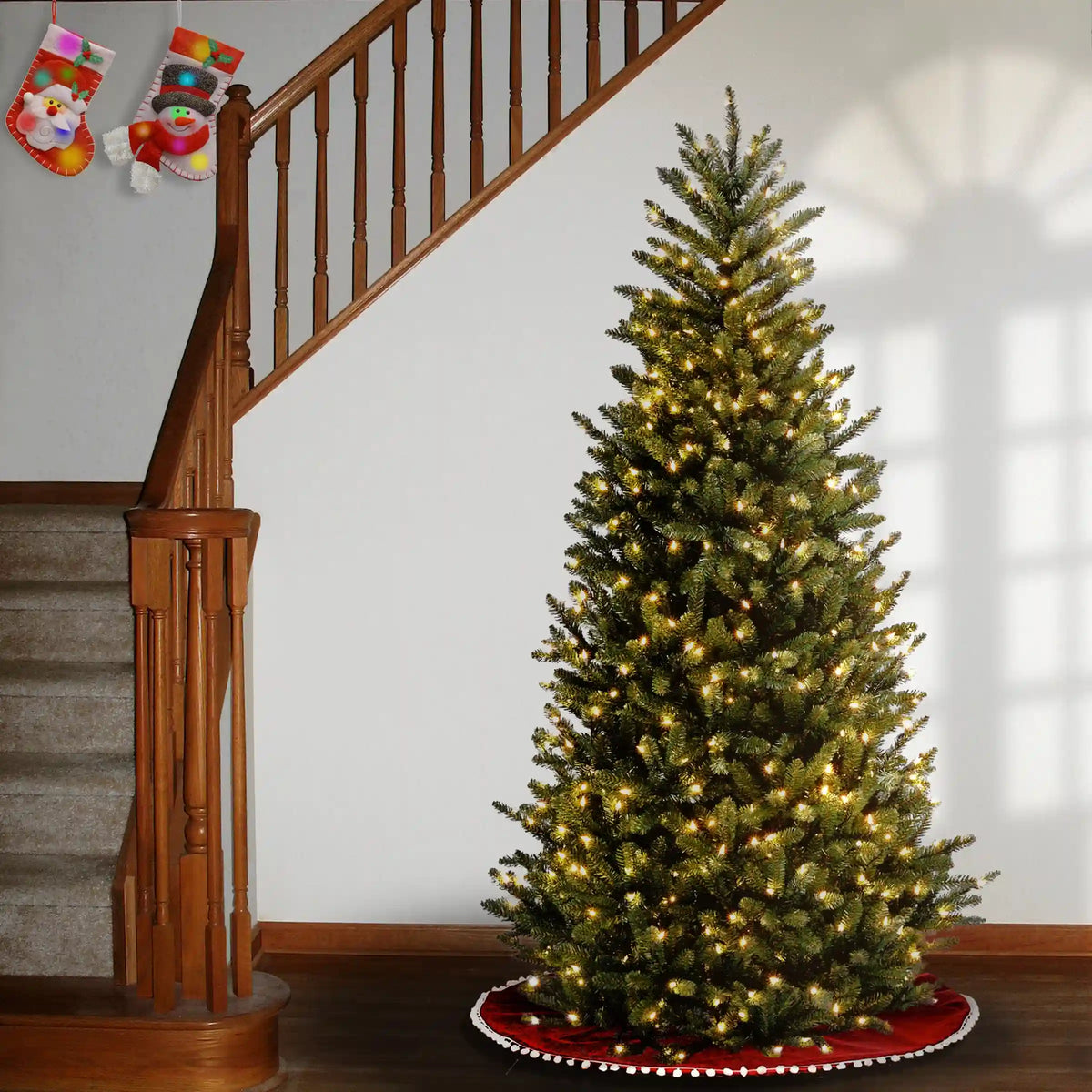 7.5 ft. Pre-Lit Natural Fraser Fir Slim Tree with Clear Lights, Plug-In