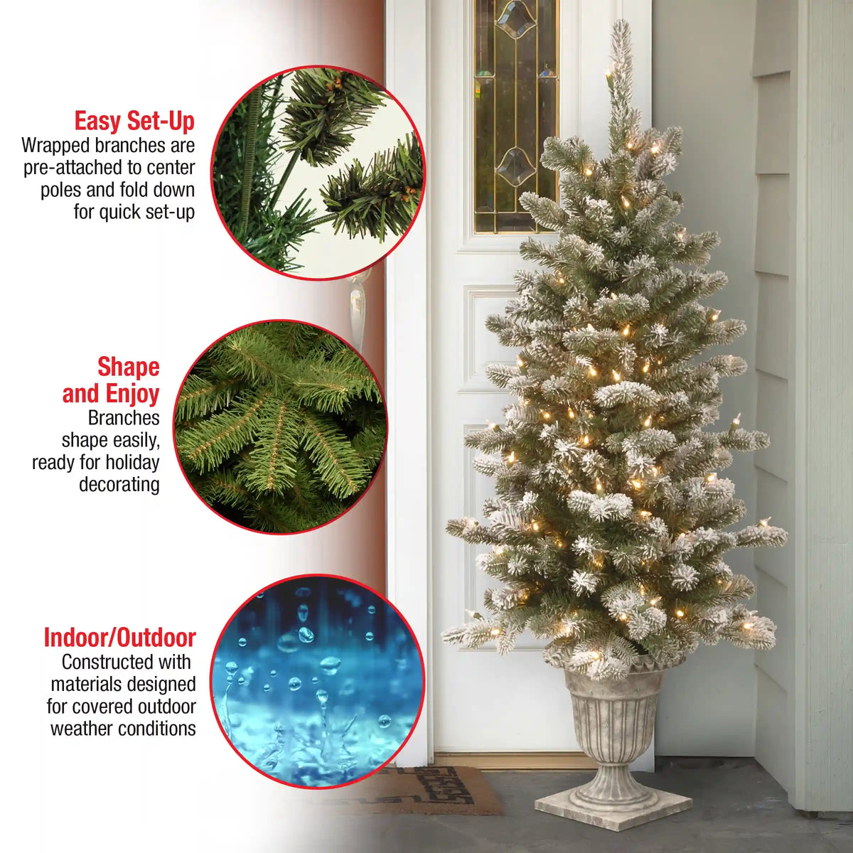 4 ft. Pre-Lit Snowy Sheffield Spruce Tree with Twinkly LED Lights, Plug-In