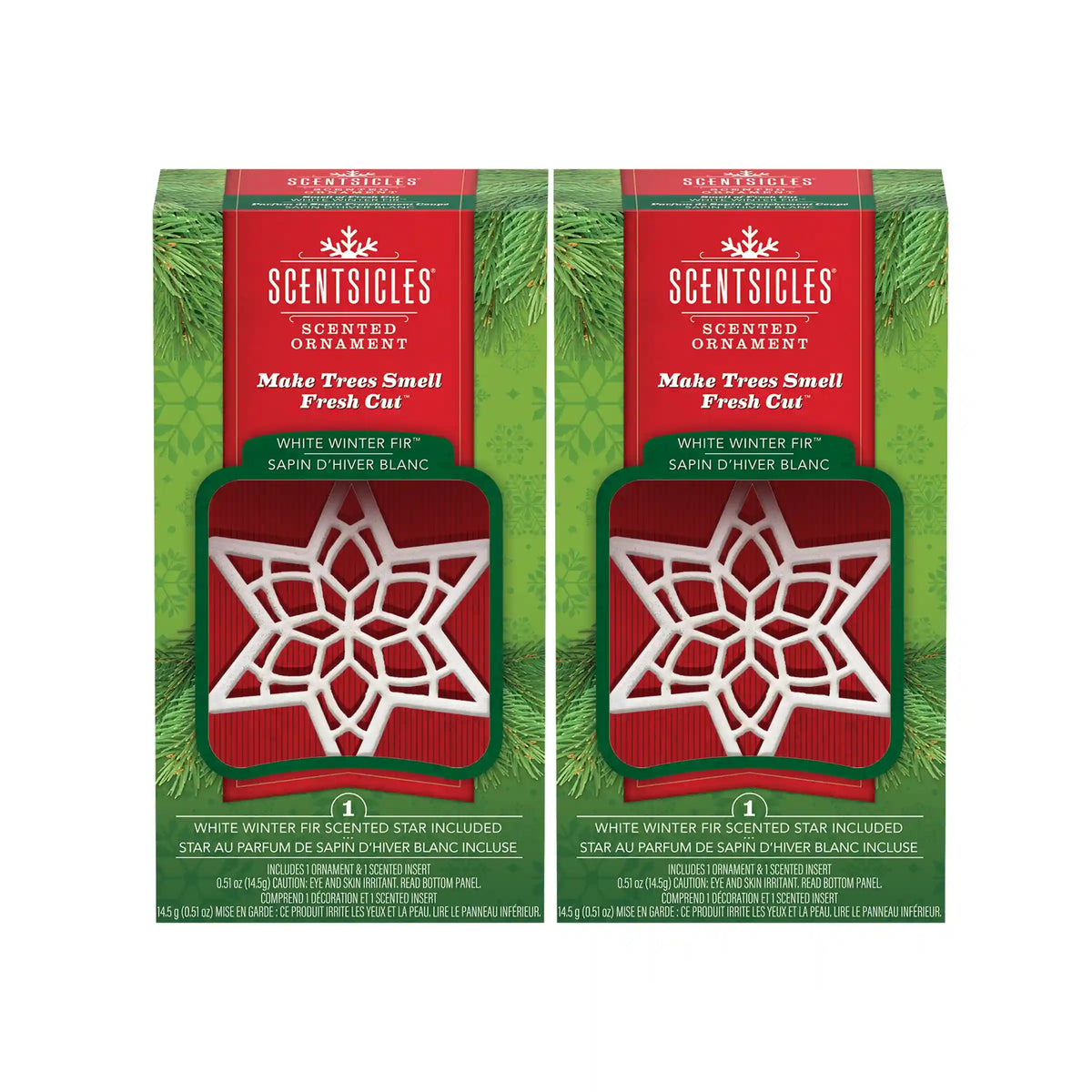 Scentsicles, Scented Star Ornament, White Winter Fir, 2-Pack