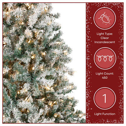 7.5 ft. Pre-Lit Acacia Flocked Tree with Clear Lights