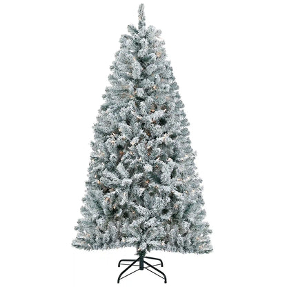 6 ft. Pre-Lit Acacia Flocked Tree with Clear Lights, Plug-In