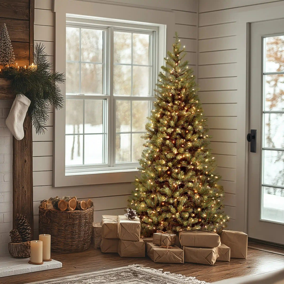 6 ft. Pre-Lit Aspen Spruce Slim Tree with Clear Lights, Plug-In