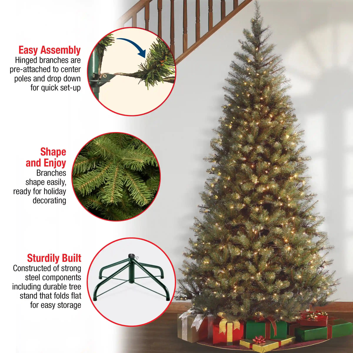 6.5 ft. Pre-Lit Aspen Spruce Slim Tree with Clear Lights, Plug-In