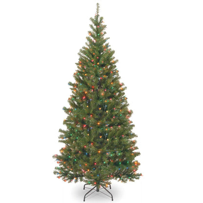 7.5 ft. Pre-Lit Aspen Spruce Slim Tree with Multicolor Lights, Plug-In