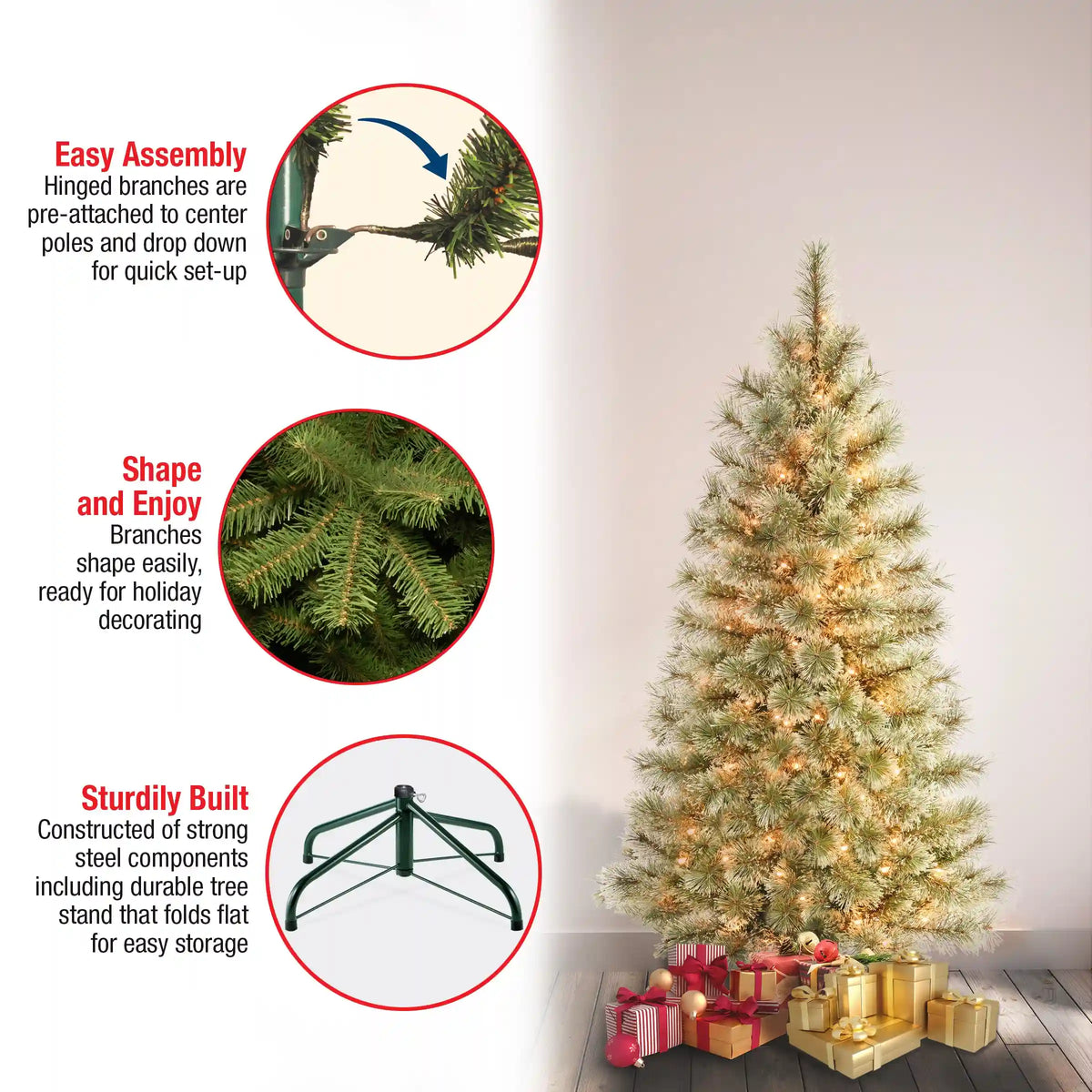 4.5 ft. Pre-Lit Arcadia Pine Cashmere Tree with Clear Lights, Plug-In