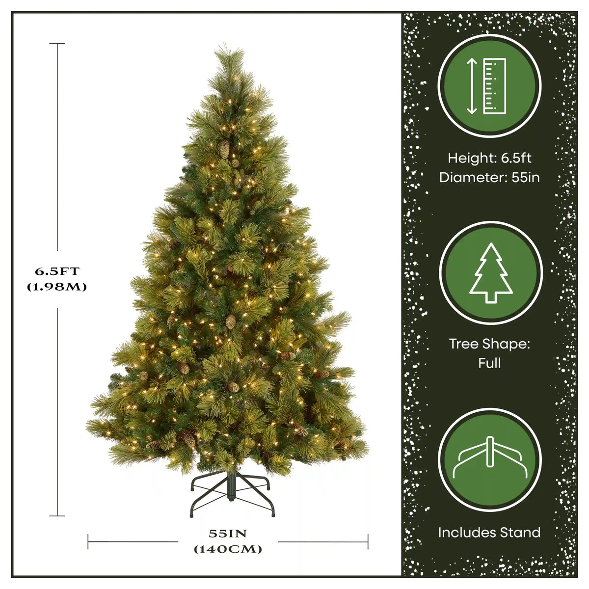 6.5 ft. Pre-Lit Carolina Pine Hinged Tree with Clear Lights