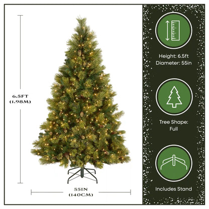 6.5 ft. Pre-Lit Carolina Pine Hinged Tree with Clear Lights