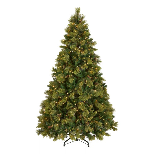 7 ft. Pre-Lit Carolina Pine Hinged Tree with Clear Lights, Plug-In
