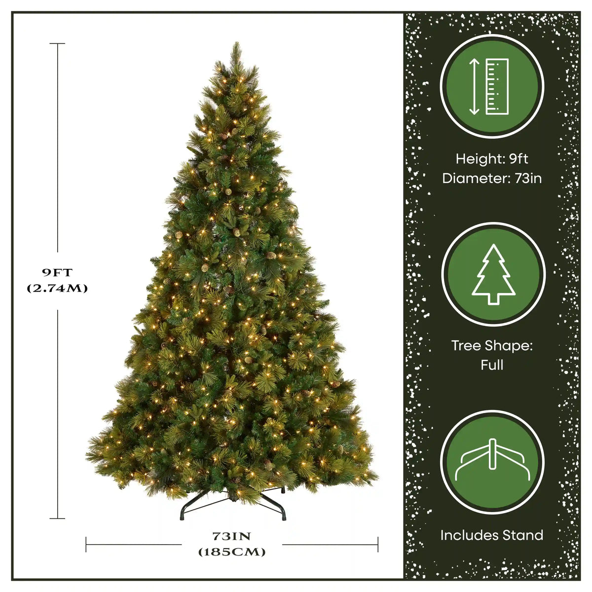 9 ft. Pre-Lit Carolina Pine Hinged Tree  900 Clear Lights