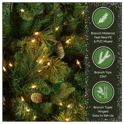 9 ft. Pre-Lit Carolina Pine Hinged Tree  900 Clear Lights