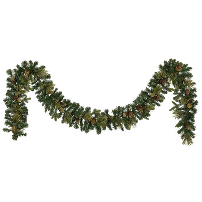 9 ft. Pre-Lit Carolina Pine Garland with Warm White LED Lights