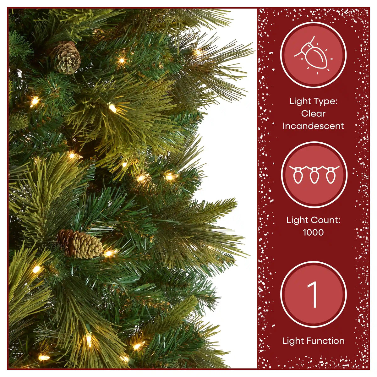 12 ft. Pre-Lit Carolina Pine Slim Tree with Clear Lights, Plug-In