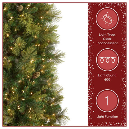 7.5 ft. Pre-Lit Carolina Pine Slim Tree with Clear Lights, Plug-In