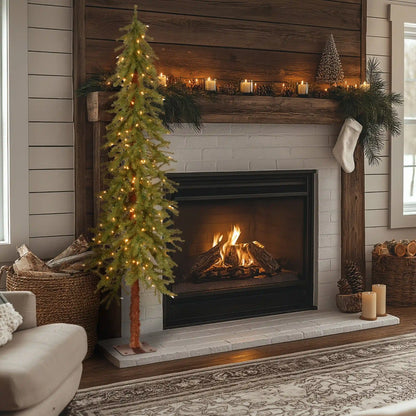6 ft. Pre-Lit Hickory Cedar Tree with Clear Lights, Plug-In