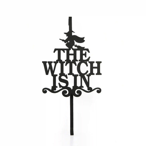 18 in. Halloween The Witch Is In Metal Wreath Hanger