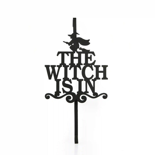 18 in. Halloween The Witch Is In Metal Wreath Hanger