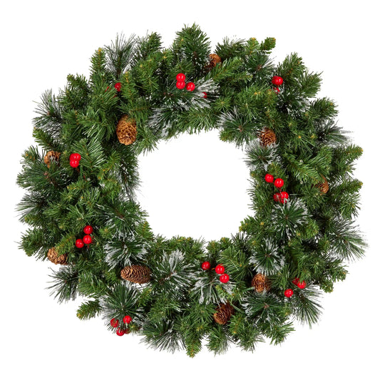 36 in. Pre-Lit Crestwood Spruce Wreath with Clear Lights, Plug-In