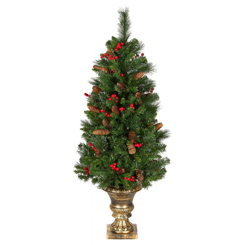 4 ft. Pre-Lit Crestwood Spruce Entrance Tree with Clear Lights, Plug-In