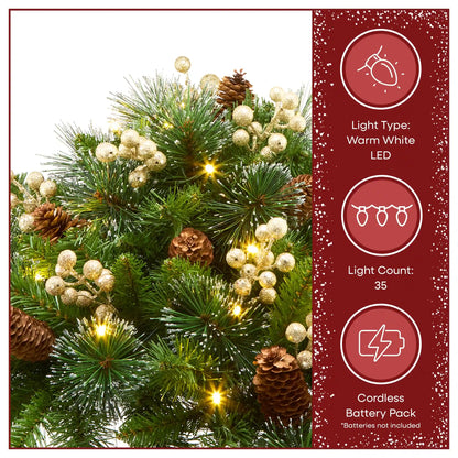 2 ft. Pre-Lit Crestwood Spruce Entrance Tree with Clear Lights, Plug-In