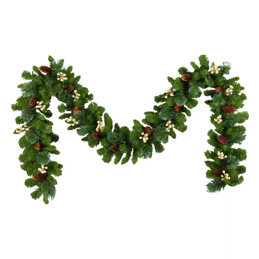 9 ft. Crestwood Gold Spruce Garland with Warm White LED Lights