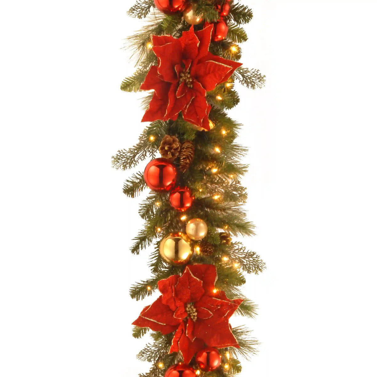 9 ft. Pre-Lit Decorative Collection Holiday Garland with Clear Lights, Plug-In