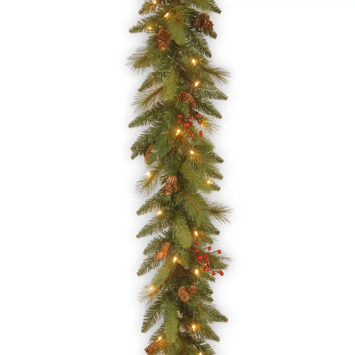 6 ft. Pre-Lit Long Needle Pine Cone Garland with Clear Lights, Plug-In