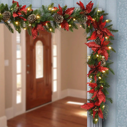 9 ft. Pre-Lit Decorative Collection Garland with Clear Lights, Plug-In