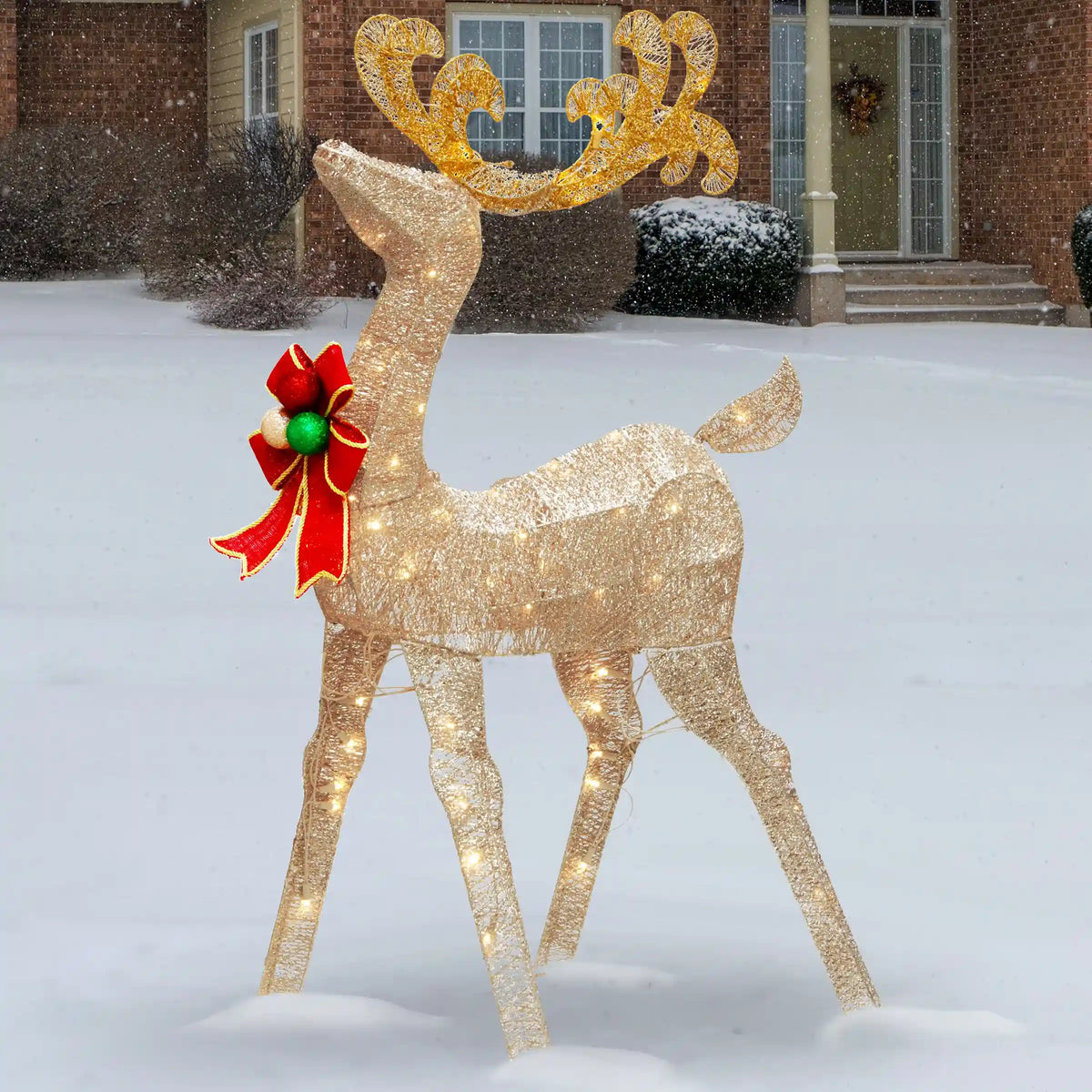 48 in. Reindeer Decoration with White LED Lights, Plug-In