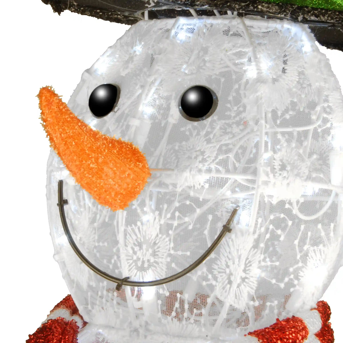 48 in. Pre-Lit Snowflake Fabric Snowman with LED Lights