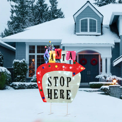 50 in. Pre-Lit Vintage Vegas Santa Sign, Plug-In
