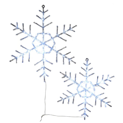 24 in. Pre Lit Hexagonal Snowflake Decoration, Cool White LED Lights, Plug-In