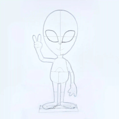 40 in. 2D Alien with Neon Green and Orange LED Lights, Plug-In