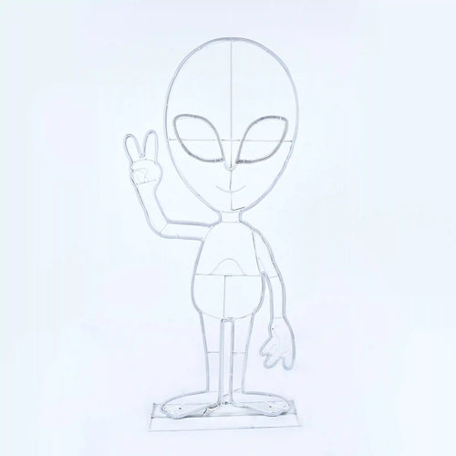 40 in. 2D Alien with Neon Green and Orange LED Lights, Plug-In