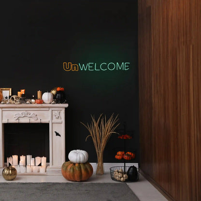 50 in. 2D Neon UnWELCOME Sign with Orange & Green LED Lights, Plug-In