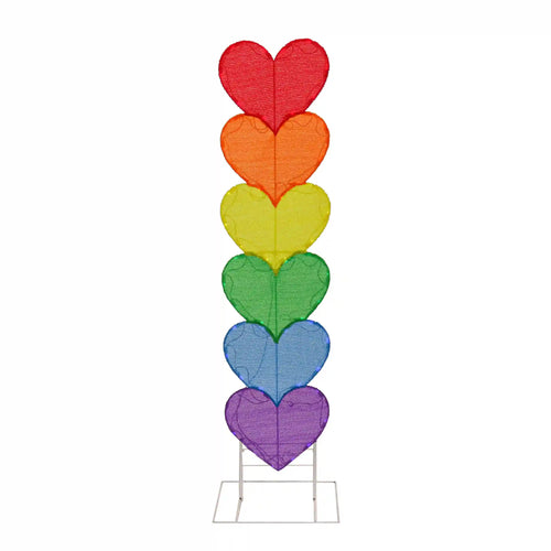 63 in. Valentine's Stacked Rainbow Hearts Decoration with LED Lights