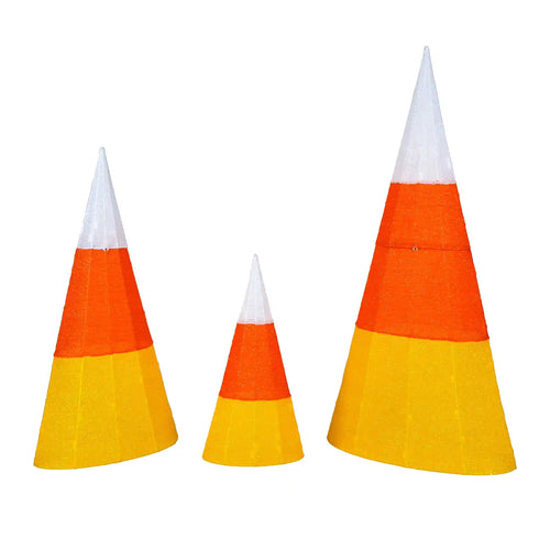 3 in. Halloween Candy Corn Cones Outdoor Lawn Decoration with LED Lights, Plug-In