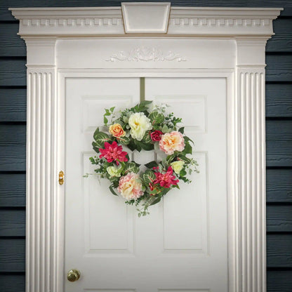 22 in. Spring Wreath with Mixed Garden Flowers and Foliage