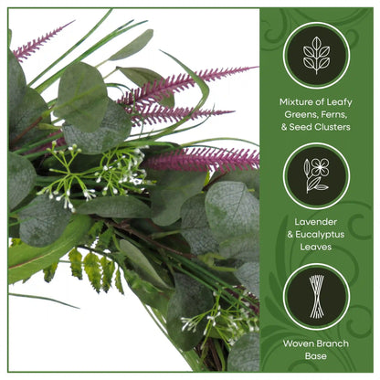 22 in. Spring Wreath with Lavender and Eucalyptus Leaves