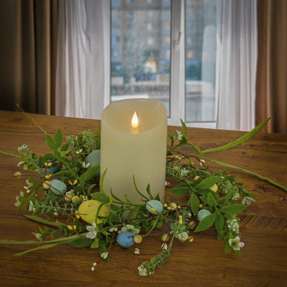6 in. Easter Candle Ring Decorated with Pastel Eggs and Mini Flowers