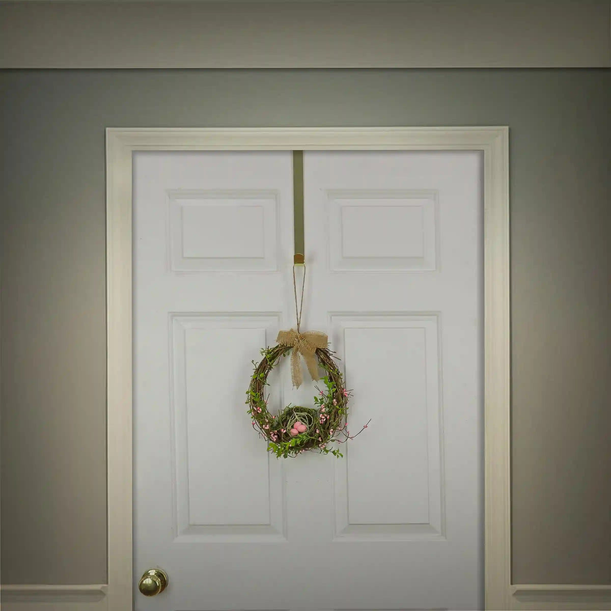 11 in. Easter Bird's Nest Hanging Wall Decoration Decorated with Leafy Greens and Pastel Eggs