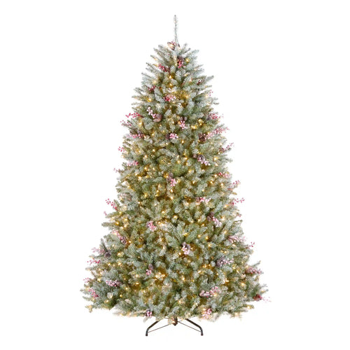 7.5 ft. Pre-Lit Dunhill Fir Flocked Tree with 750 Clear Lights