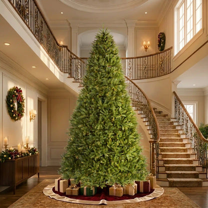 12 ft. Pre-Lit Dunhill Fir Hinged Tree with Clear Lights, Plug-In