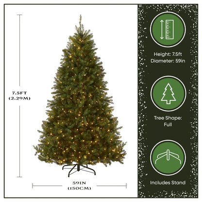 7.5 ft. Pre-Lit Dunhill Fir Tree with Dual Color LED Lights, Plug-In