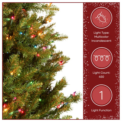 4.5 ft. Pre-Lit Dunhill Fir Hinged Tree with Multicolor Lights, Plug-In